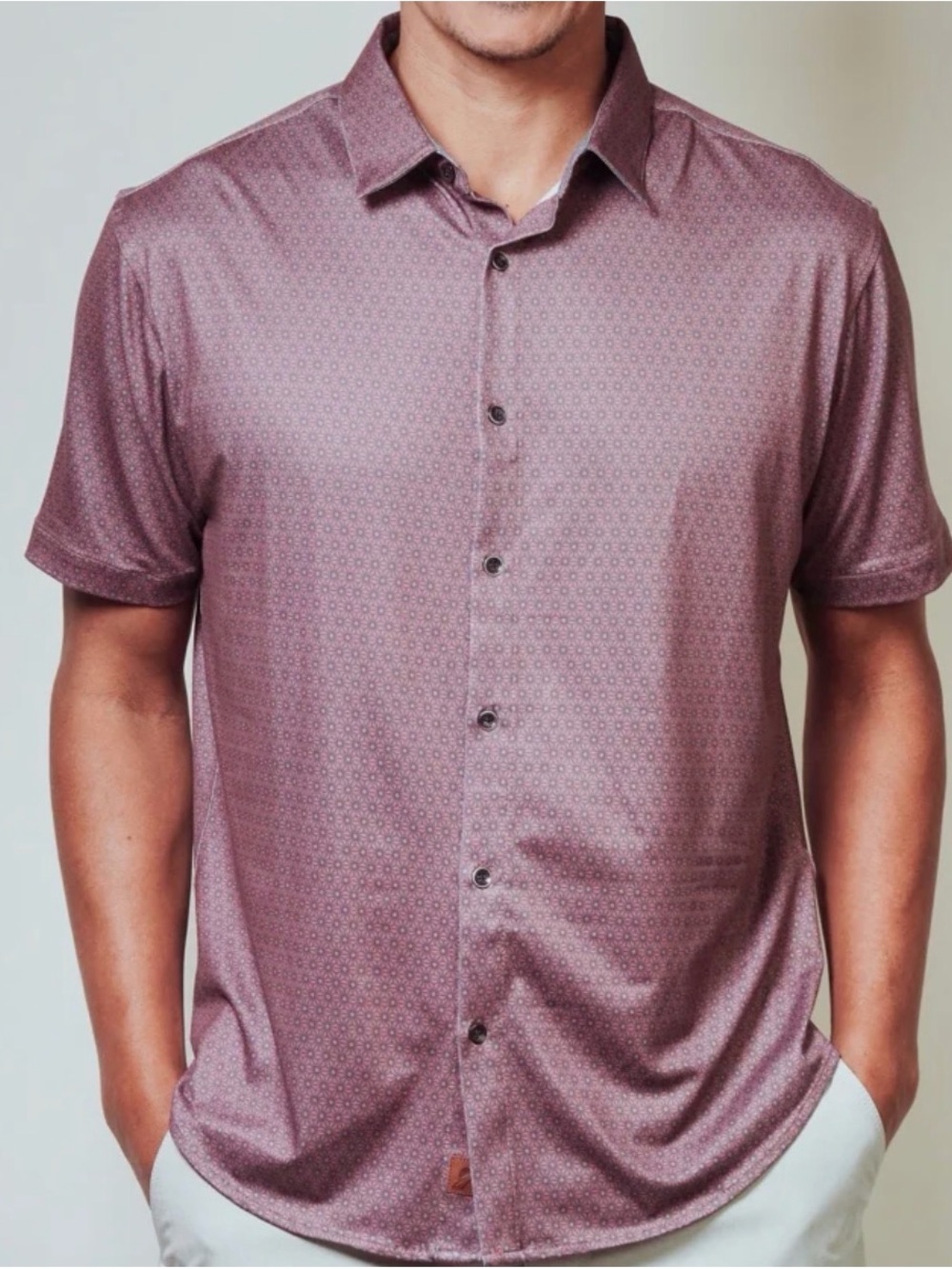 Men's Short-Sleeve Button-Down Shirt in Dusty Mauve